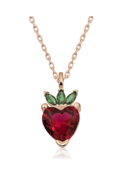 925 Ayar Gümüş Rose Altın Kaplama Kaplama Kaplama Çilek Figür Meyve Kolye Rose Gold