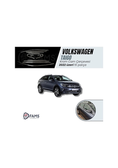 Volkswagen Taigo Paslanmaz Çelik 2022 Üzeri Krom Cam Çerçevesi 16 Parça