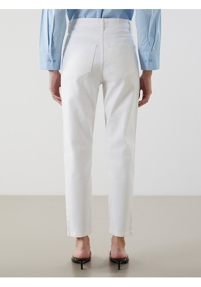 Lcw Jeans Beyaz Mom Fit Kadın Jean Pantolon