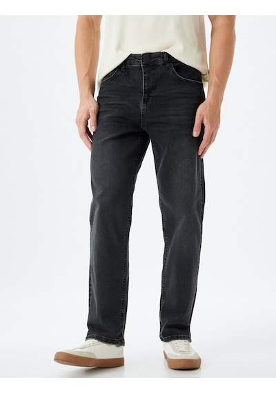 Koton Straight Fit Kot Pantolon - Mark Jean Siyah 5wam40121ıd Siyah