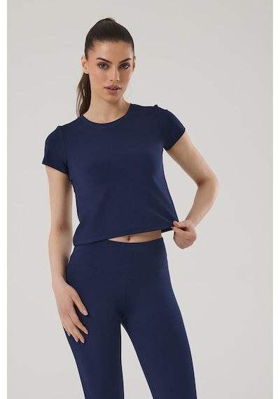Ayessa Kadın Kısa Kollu Crop T-shırt 4014 Lacivert