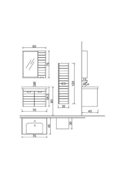 Denko Mostar 70 Cm Mdf Beyaz Banyo Dolabı Takımı + Boy Dolabı Beyaz Denko Mostar 70 Cm Mdf Beyaz Banyo Dolabı Takımı + Boy Dolabı Beyaz