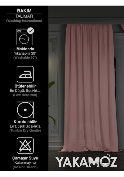 Yüksek Kalite Bebek Pembe Karartma Blackout Fon Perde Ekstrafor Büzgülü Tek Kanat Dark Touch Serisi Bebek Pembe