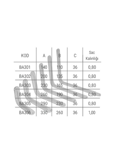 Beşel Ba306sy Raf Altı Lüx Siyah 260x330 Mm - 4'lü Paket Siyah