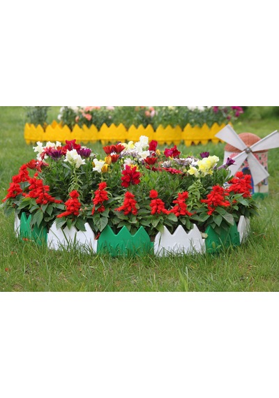 Dekoratif Bahçe Çiti 8 Adet 1.36 Cm Lale Kabartmalı Desen Beyaz