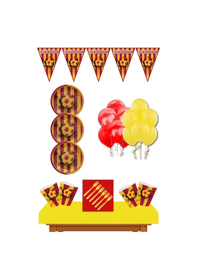 Sarı Kırmızı Taraftar Parti Seti 24 Kişilik Sarı Kırmızı Tarafta
