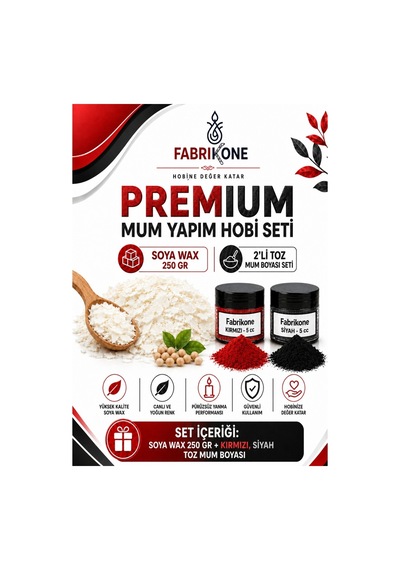 Premium Mum Yapım Hobi Seti - Soya Wax 250 Gr - 2'li Toz Mum Boyası Seti - Kırmızı, Siyah Bkfabsw2502ks Karışık