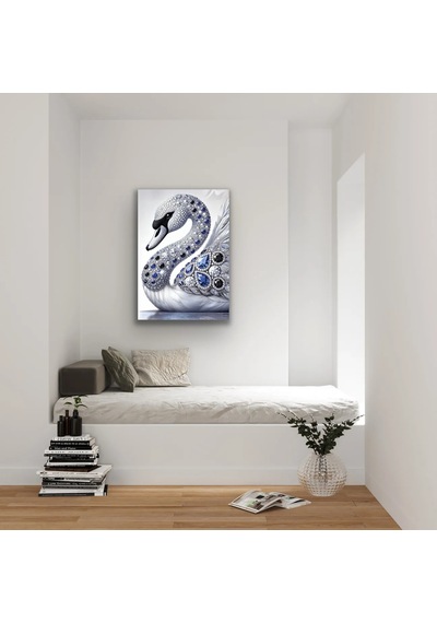 Elmaslı Kuğu Kanvas Tablo 70x100cm Çok Renkli