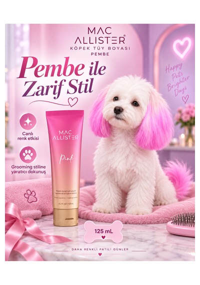 Mac Allister Kedi Köpek Tüy Boyası Pembe Renkli 125 Ml