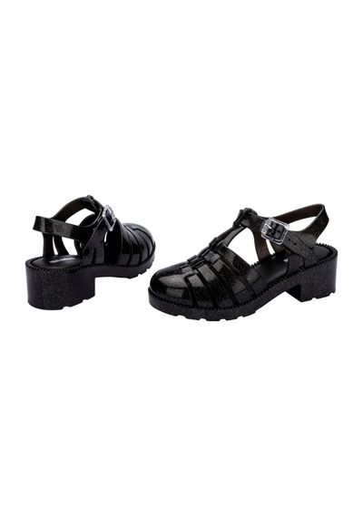 Mini Melissa Kız Çocuk Possession Parıltılı Simli İnci Siyahı Sandalet-14476 Siyah