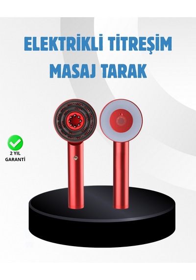 Saç - 445 - Büyüme Destekleyici Elektrikli Masaj Tarak Led - Ece-umay - Ve Titreşimli Kırmızı