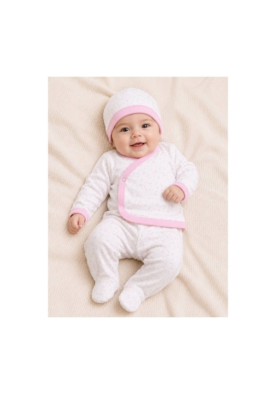 H&c Coolboy Yenidoğan Yıldız Desenli 3'lü Hastane Çıkışı Seti %100 Pamuk Patikli Pembe Yıldız Desenli 3-6 Ay