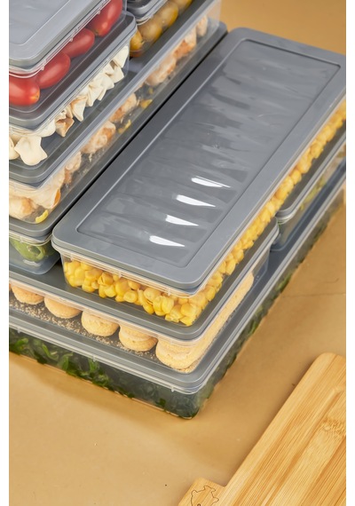 Multi Box 10 Parça 4 Farklı Boy Saklama Kabı Seti - Dondurucu & Mikrodalga Uyumlu Gri