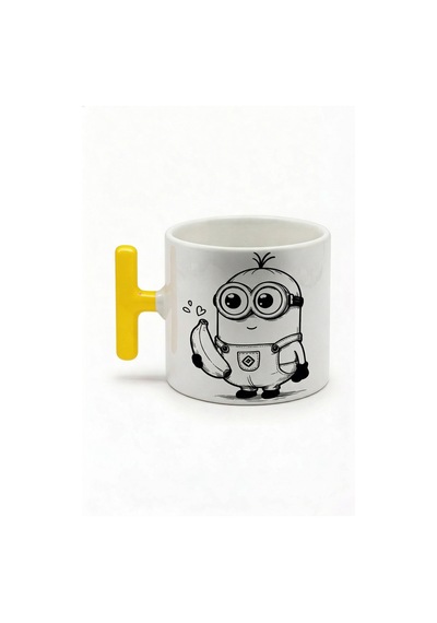 Komik Tasarım Kupa Bardak - Minion Baskılı Seramik Hediye Kupa Bardak Çok Renkli