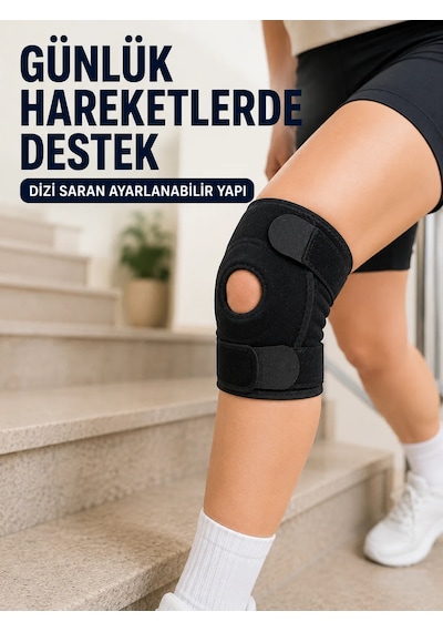 Kısa Patella Dizlik Ayarlanabilir Cırtlı Diz Destekliği Spor Ve Günlük Kullanım Siyah