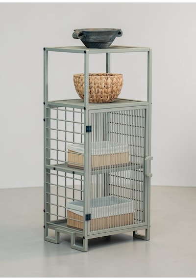 Dekoratif Bej Metal Çok Amaçlı Dolap 4 Raflı Organizer Dekoratif Bej Metal Çok Amaçlı Dolap 4 Raflı Organizer