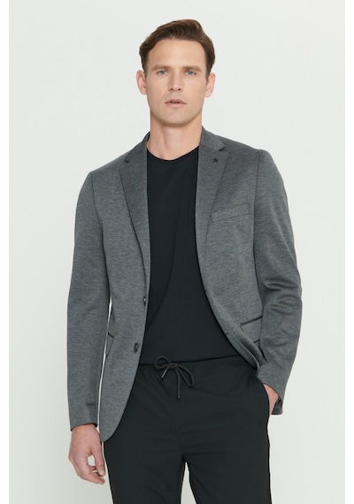 Ac&Co / Altınyıldız Classics Erkek Antrasıt 360 Her Yöne Esneyen Slim Fit Dar Kesim Mono Yaka Desenli Blazer Ceket Antrasıt Antrasit