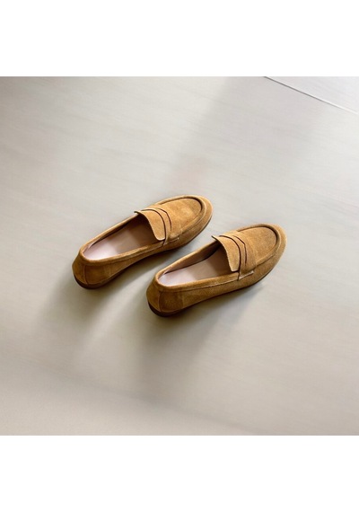Ne&ve Shoes Camel Süet Hakiki Deri Kadın Loafer Ayakkabı