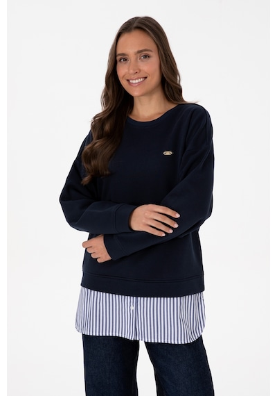 U.S. Polo Assn. Kadın Lacivert Gömlek Detaylı Bisiklet Yaka Sweatshirt 50314211-VR033