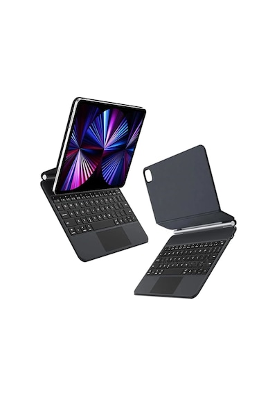 Apple Uyumlu iPad Pro 12.9 5. Nesil 6. Nesil Klavye Magic Keyboard Touchpad Q Akıllı Klavyeli Kılıf -ışıklı