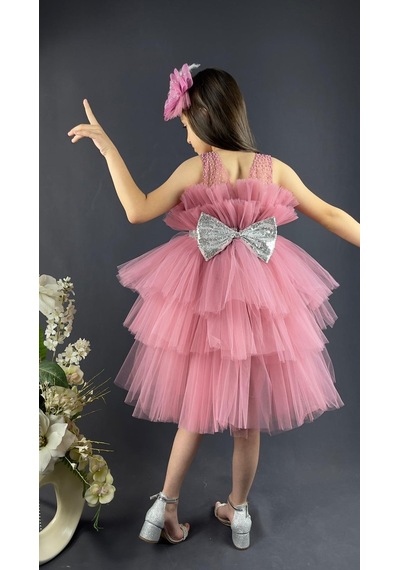 Mnk Baby & Kids Katkat Tüllü Buket Model Kız Çocuk Özel Gün Abiye 001