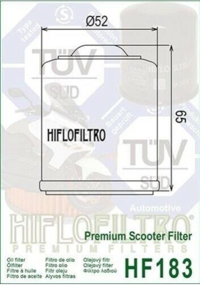 Hiflo Hf183 2010-2015 Piaggio Beverly 300 Rst Uyumlu Yağ Filtresi