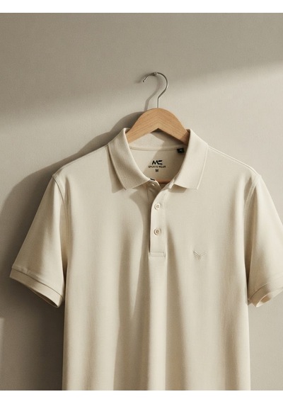 Maccali Erkek Krem Basic Polo Yaka Tişört