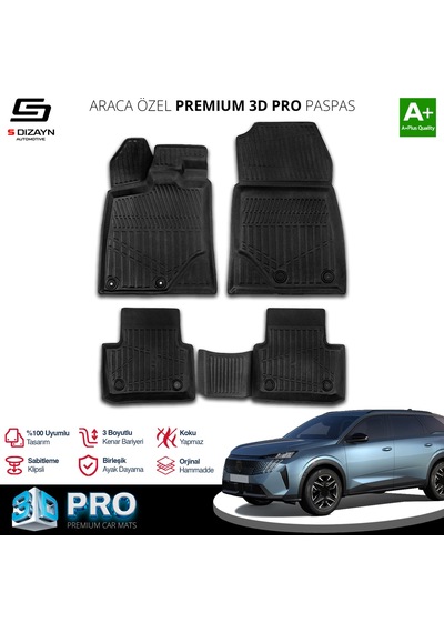 S-dizayn Peugeot 5008 Hybrid 3d Pro Havuzlu Paspas 2024 Üzeri A+ Kalite