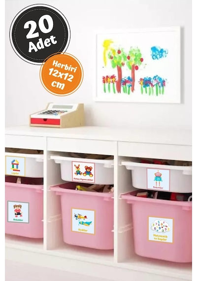 MSticker Eğlenceli Büyük Renkli Oyuncak Kutusu Sticker-organizer Etiket-renkli Baskılı 20 Parça