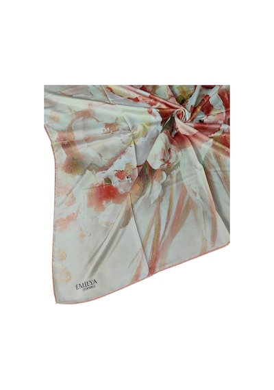 Mim Eşarp Emilya Rayon Çiçek Desenli Eşarp 90x90 Cm Krem - Bej