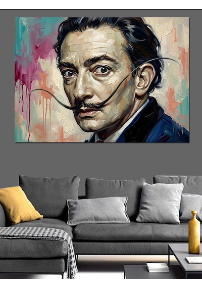 Ressam Salvador Dali Modern Portresi Dekoratif Kanvas - Mdf Ahşap Tablo