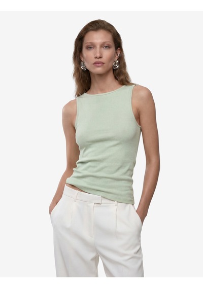 Koton Pamuklu Slim Fit Kolsuz Kayık Yaka Bluz Mınt 6sak10029ek Mint