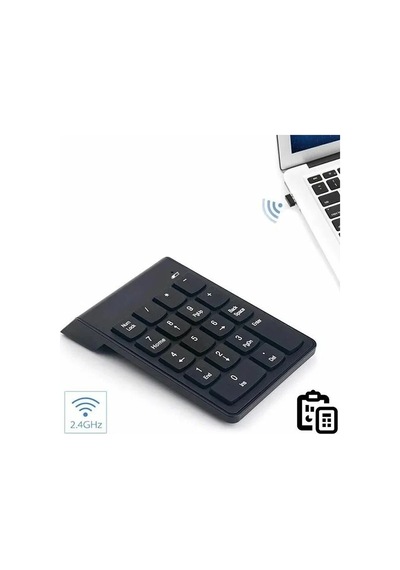 Thentech Kablosuz Bağlantılı Numaratik Klavye Ufak Kullanışlı Kablosuz Laptop Dizüstü Bilgisayar İçin Klavye Siyah