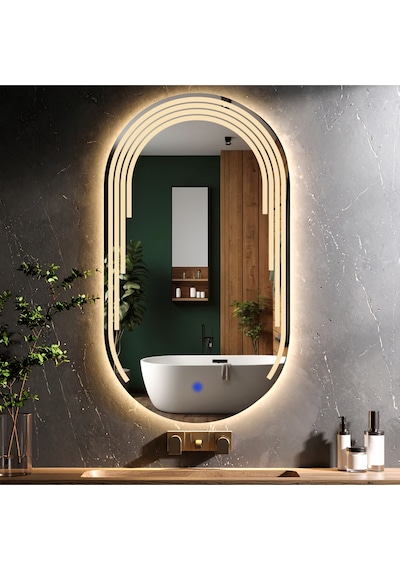 Eloura Günışığı Lazer Kumlamalı Lavabo & Banyo Aynası Dokunmatik Sensörlü 90 X 50