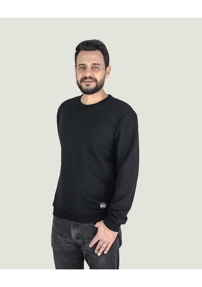 Bisiklet Yaka Basic Sweatshirt Siyah