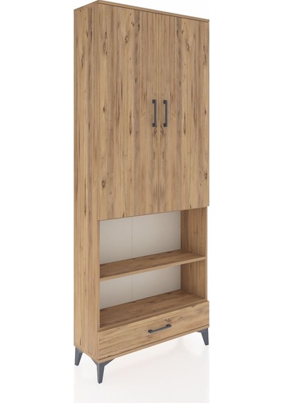 Arges Dolap 4 Raflı Tek Çekmeceli Tek Askılı 88x30x221 Çam-çam Çam