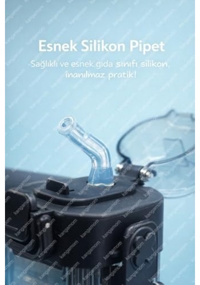 Çift Bölmeli Nice Cool Matara, Çift Kapaklı, Pipetli, 0,70 L, Siyah, Çocuk Okul Suluk, Boyun Askılı Genel