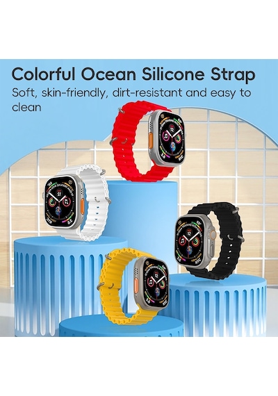 Caseonn Apple Watch Uyumlu Series 7 45mm Kordon Suya Dayanıklı Okyanus Silikon Kayış Lavanta