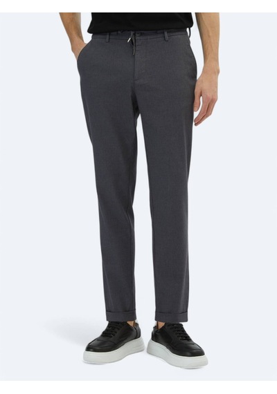 Kip Koyu Gri Düz Dokuma Jogging Fit Casual Pamuk Karışımlı Pantolon Koyu Gri