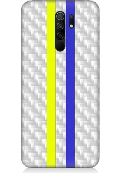 Xiaomi Redmi 9 Uyumlu Sarı Lacivert Metal Motif Desenli Silikon Kılıf