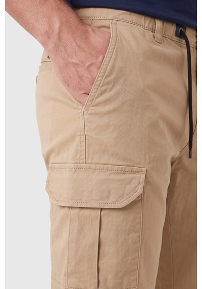 Rizzup Erkek Slim Fit Likralı Bej Kargo Jogger Pantolon İpli Bel Lastikli Paça 1601569