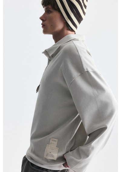 Vamos Relax Fit Polo Yaka Sweatshirt Gri