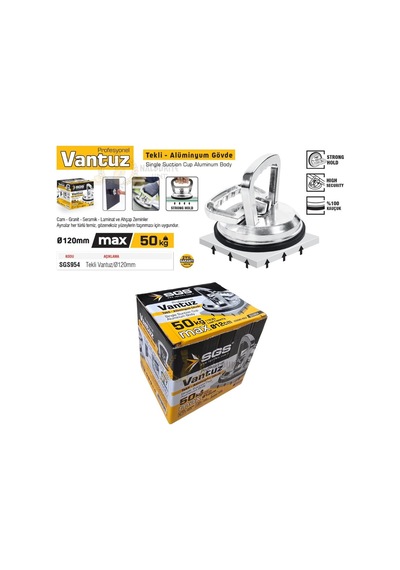 Sgs Alüminyum Gövde Profesyonel Vantuz - Tekli 50 Kg.