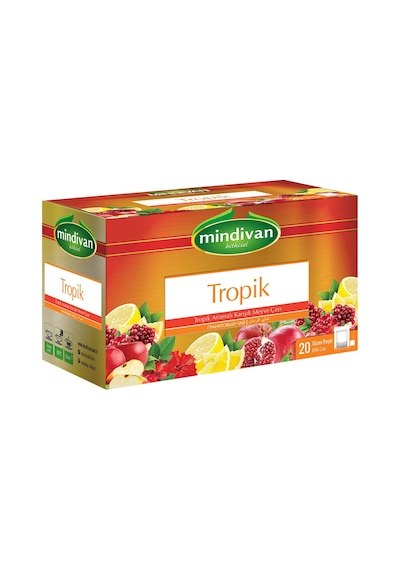 Mindivan Tropik Aromalı Karışık Süzen Poşet Meyve Çayı 20'li