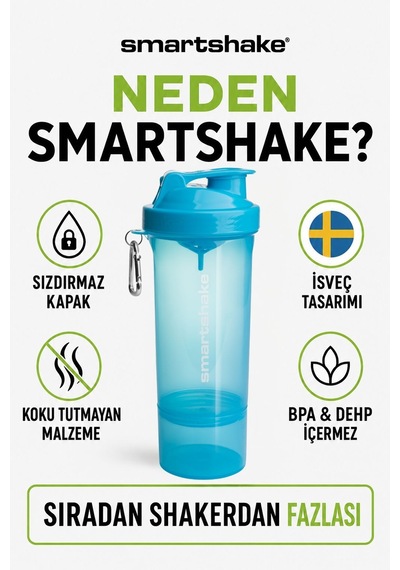 Smartshake Slim Serisi 500 Ml Neon Mavi Protein Shaker