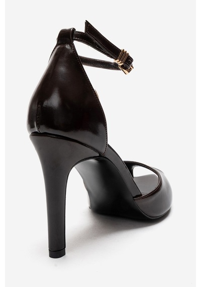 Luvishoes Dona Kahverengi Cilt Kadın İnce Topuklu Ayakkabı