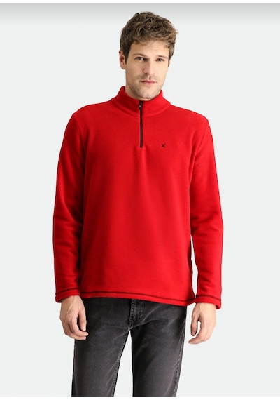 Kiğılı Koyu Kırmızı Yarım Fermuarlı Dik Yaka Soğuk Geçirmez Tüylenme Yapmayan Polar Sweatshirt Kiğılı Koyu Kırmızı Yarım Fermuarlı Dik Yaka Soğuk Geçirmez Tüylenme Yapmayan Polar Sweatshirt