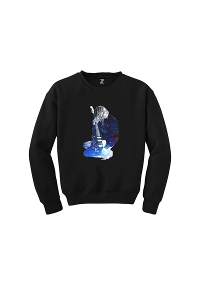 Nirvana Kurt Cobain Galaksi Siyah Sweatshirt Siyah