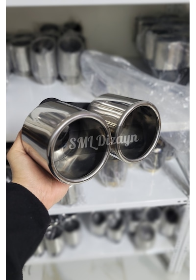 100lük Çiftli Büyük Egzoz Ucu 100 Mm Egzos-egsoz-eksoz Ucu