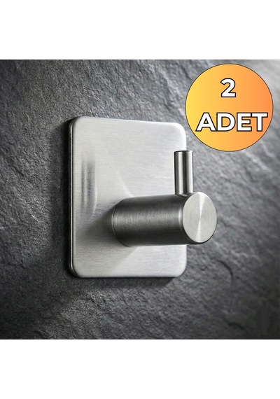 2 Adet Gancio Inox Kendinden Yapışkanlı Paslanmaz Çelik Topuzlu Askılık - Havlu Askısı